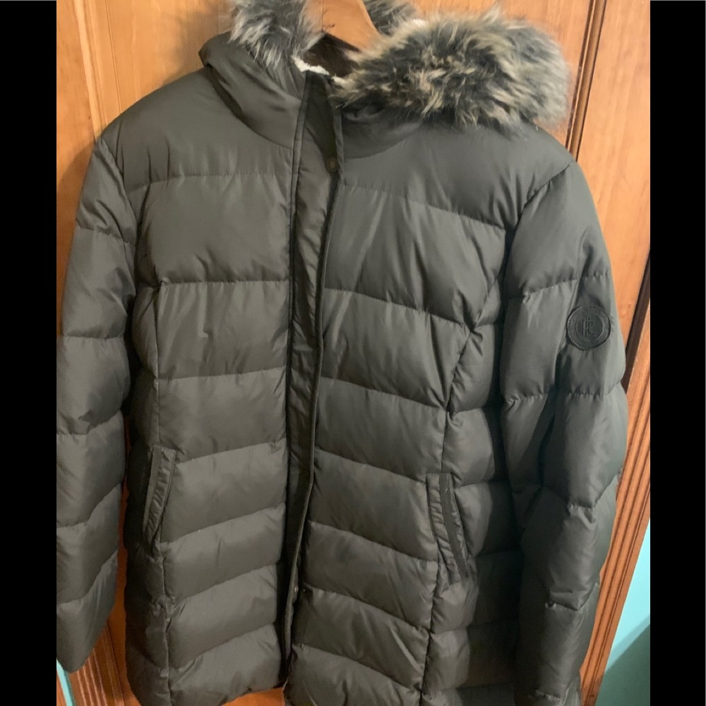 Faux fur trim hooded down coat - Picture 3 of 8